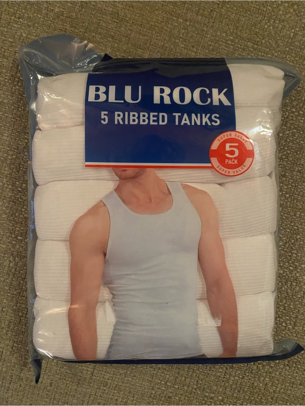 BLU ROCK 5-Pack White Ribbed Tank Tops